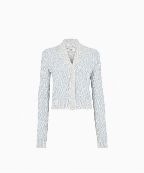 펜디 라이트 블루 FF 캐시미어 울 카디건 셋업