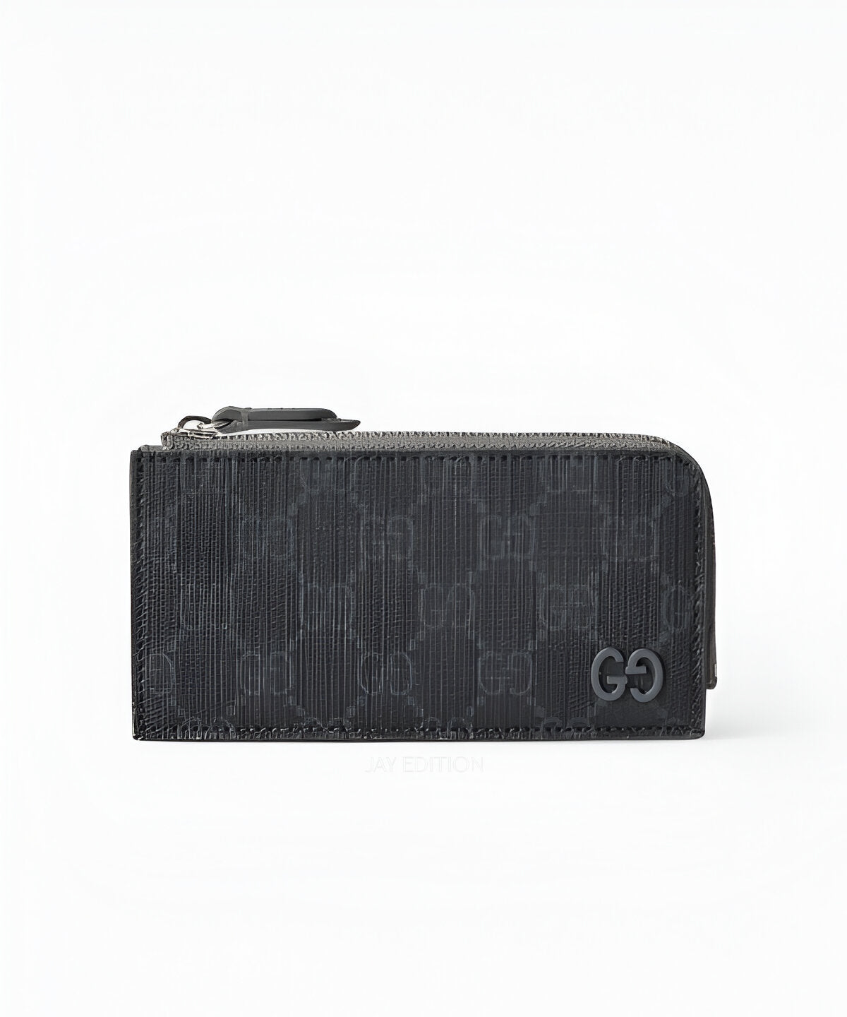 구찌 GG 디테일 지퍼 카드 지갑 가죽 소재 GG 로고 장식 지퍼 여밈