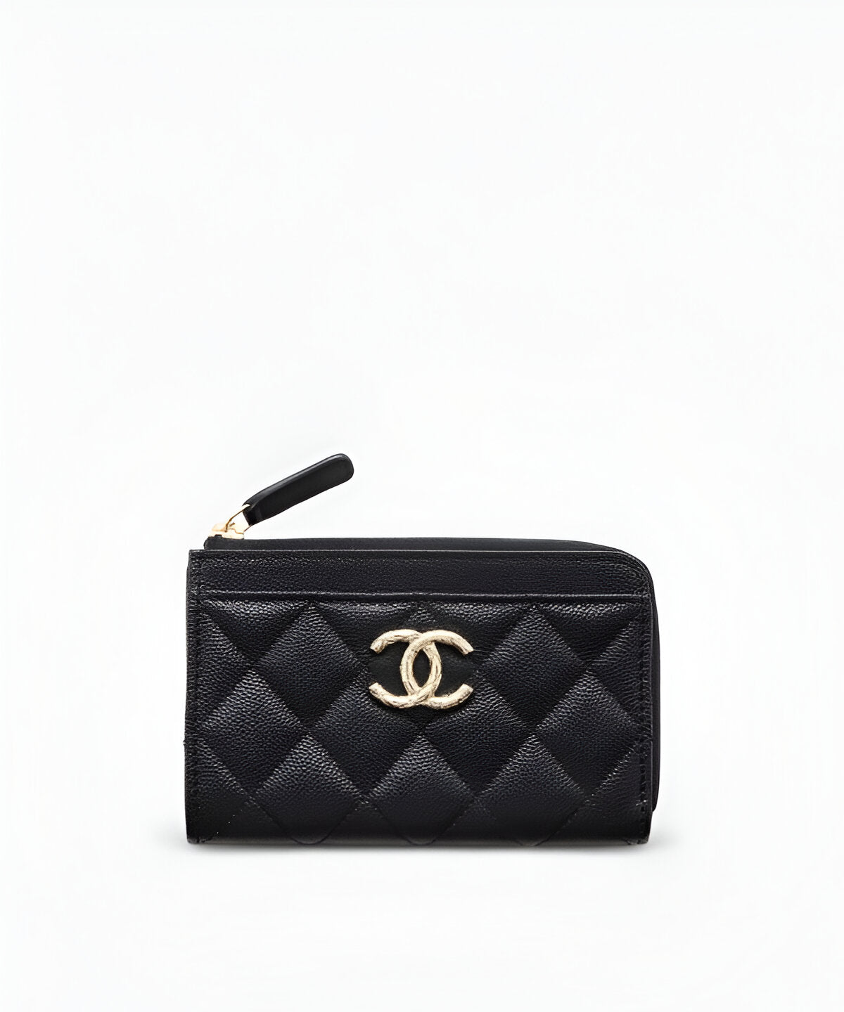 샤넬 24S 지퍼 카드 홀더 퀼팅 가죽 더블 C 로고 골드 지퍼 디테일