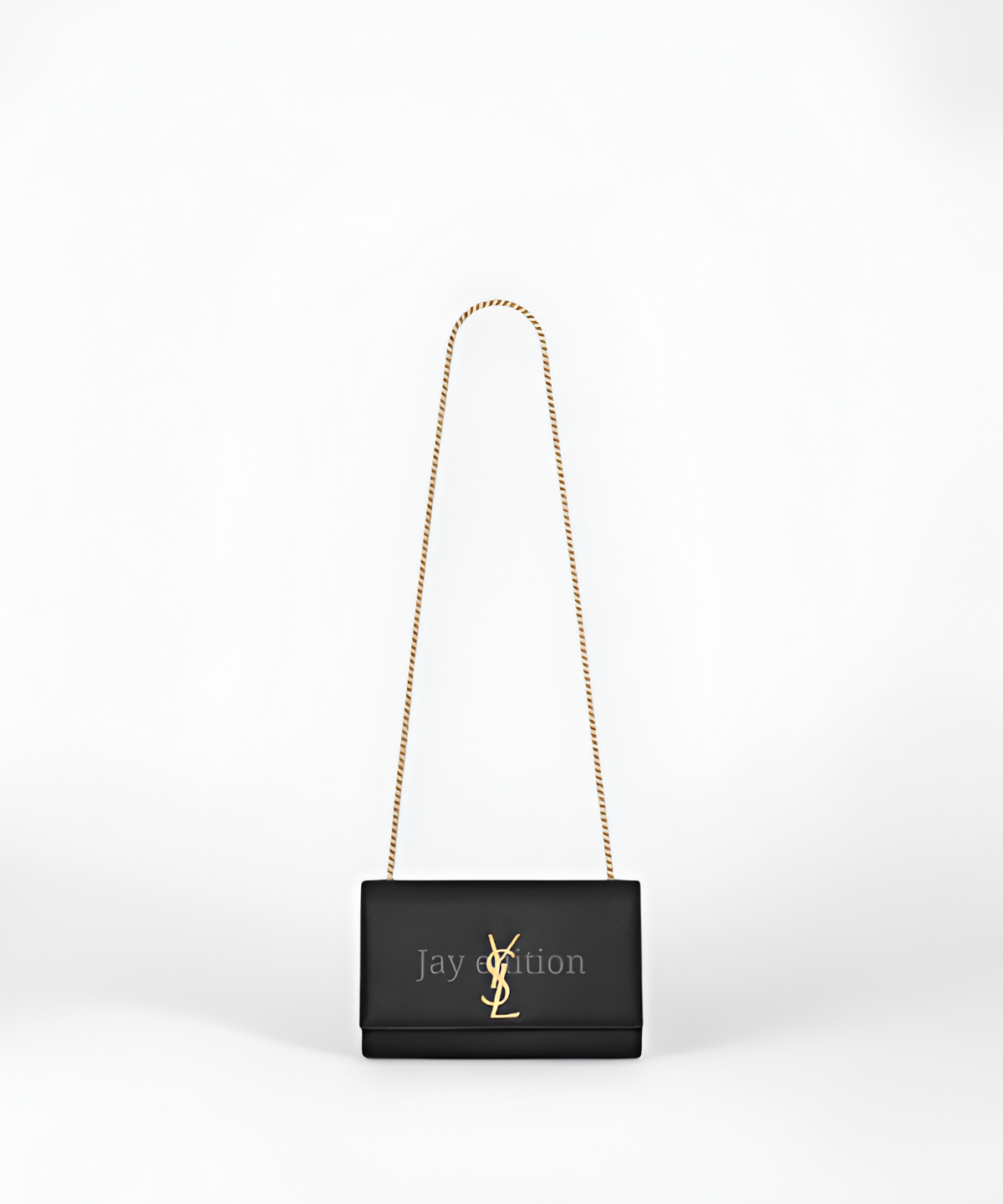 생로랑 케이트 사첼백 미디움 YSL 로고 골드 체인 블랙 가죽 디자인