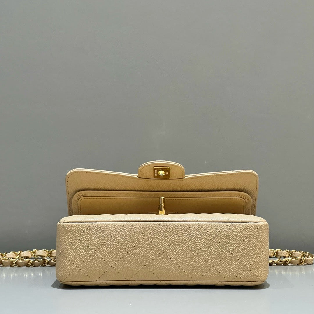 샤넬 클래식 플랩백 스몰 캐비어 (베이지)