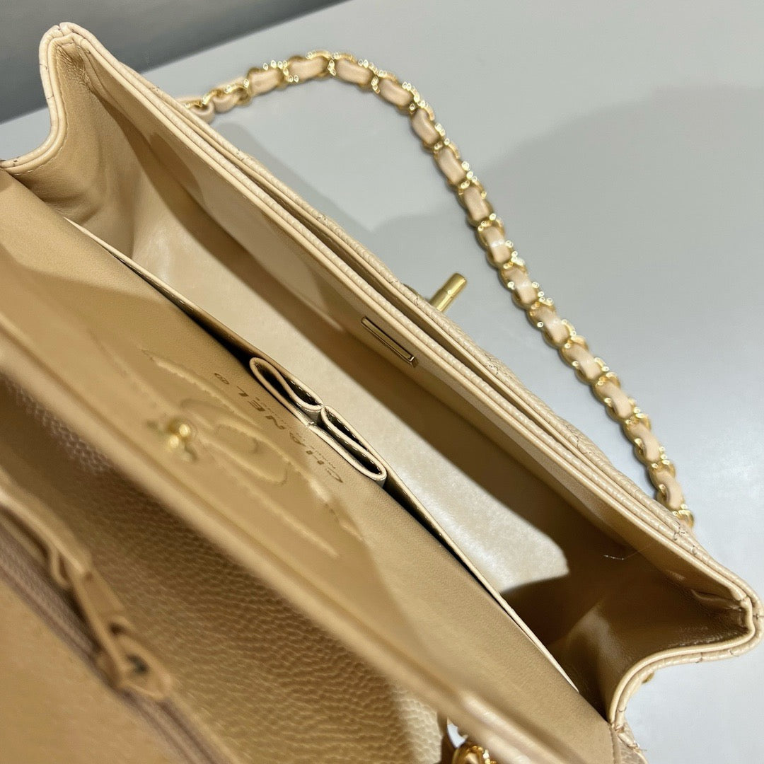 샤넬 클래식 플랩백 스몰 캐비어 (베이지)