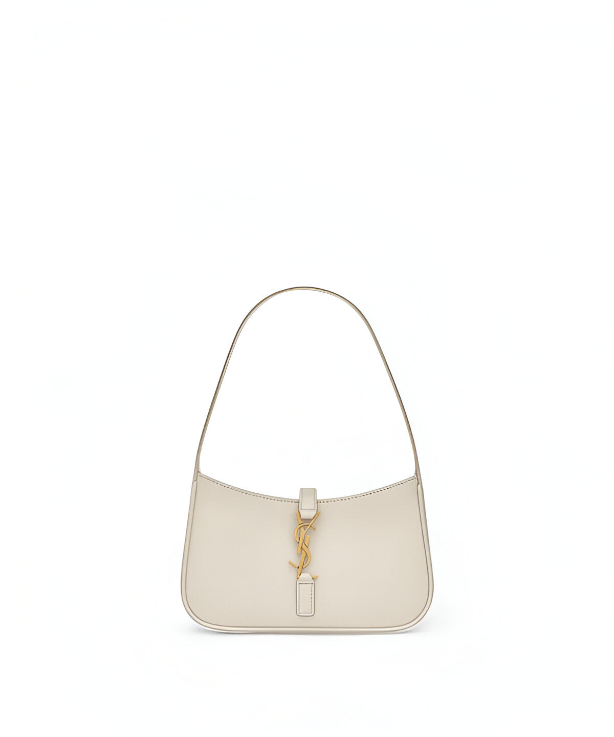 생로랑 LE 5À7 호보 숄더백 스무스 레더 미니 블랙 스무스 카프스킨 미니멀한 곡선형 실루엣 YSL 로고 플랩 클로저 컴팩트 숄더백