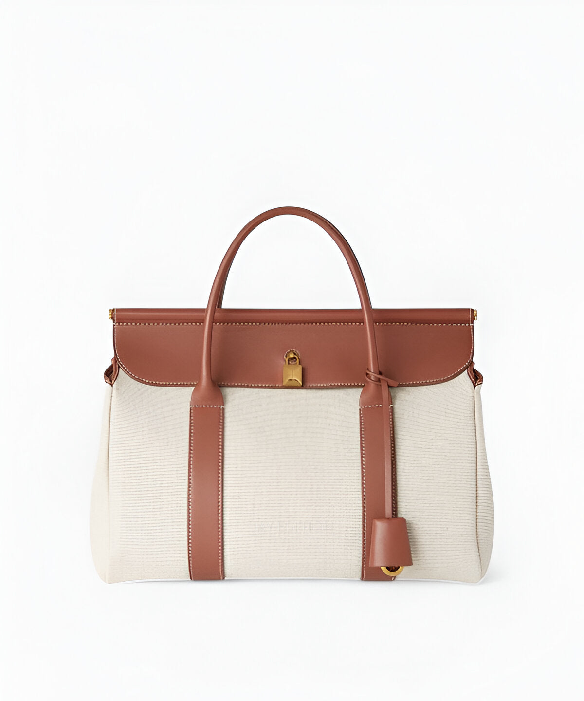 로로피아나 룸백 L32 코튼 캔버스 소재 넉넉한 크기 가죽 트리밍 디테일