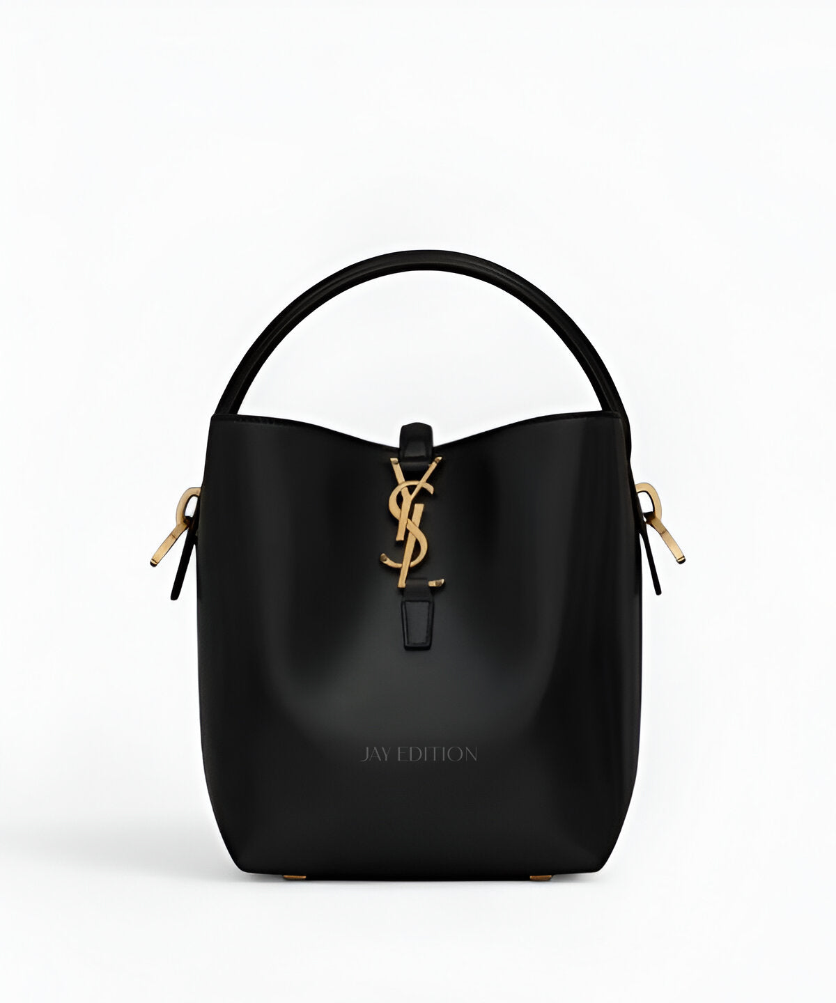 생로랑 LE 37 버킷백 스몰 블랙 그레인드 카프스킨 드로스트링 클로저 YSL 로고 골드 메탈 디테일 실용적인 미디움 버킷 스타일