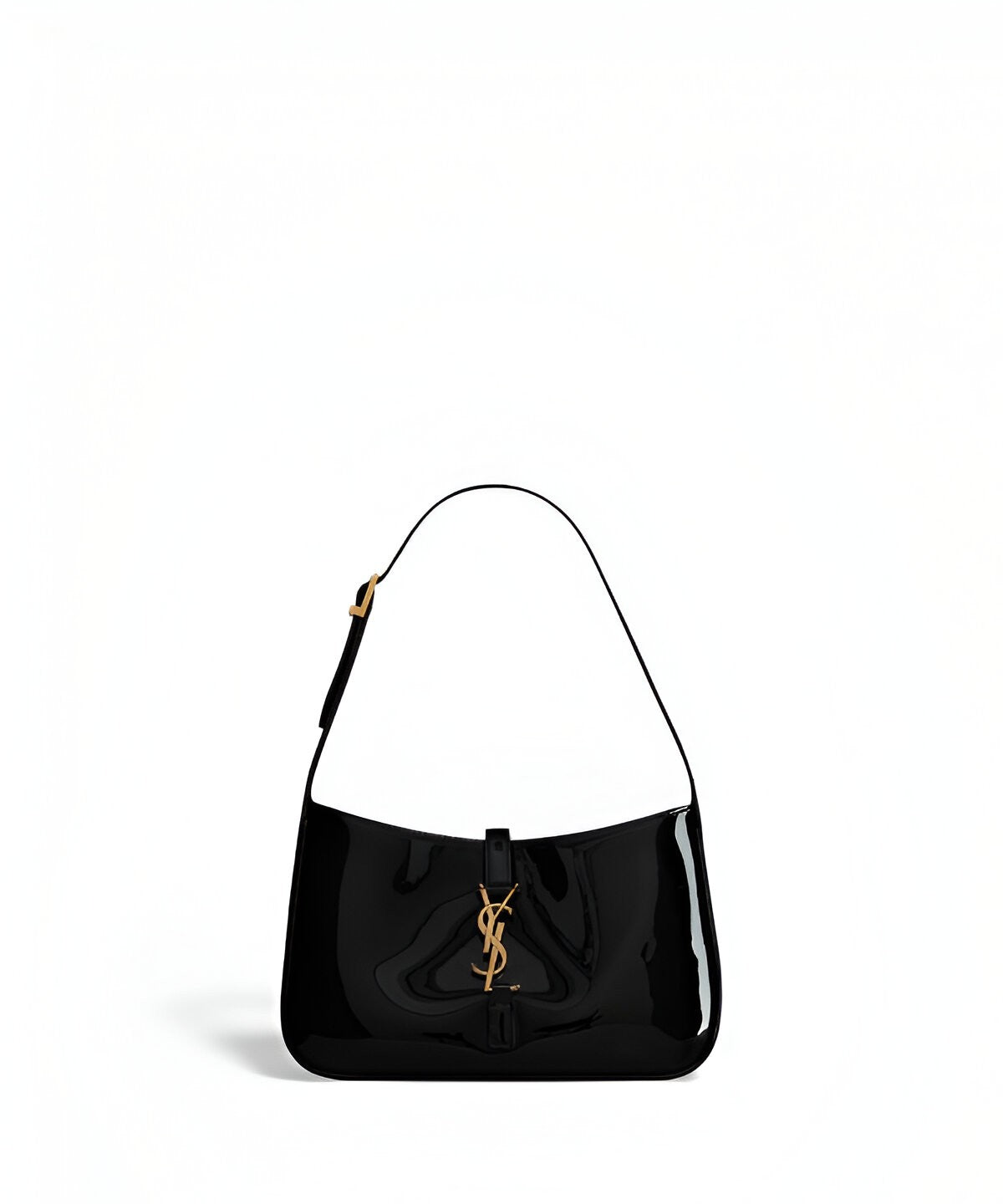 생로랑 르 5아7 페이던트 호보백 광택 가죽 YSL 로고 골드 버클 숄더백