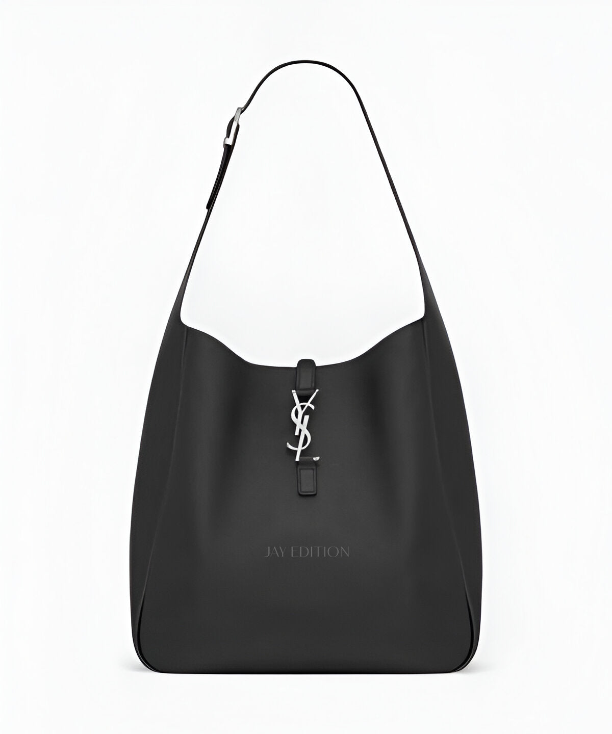 생로랑 LE 5À7 서플 라지 그레인 레더 블랙 부드러운 그레인드 카프스킨 곡선형 플랩 클로저 YSL 로고 넉넉한 수납의 숄더백