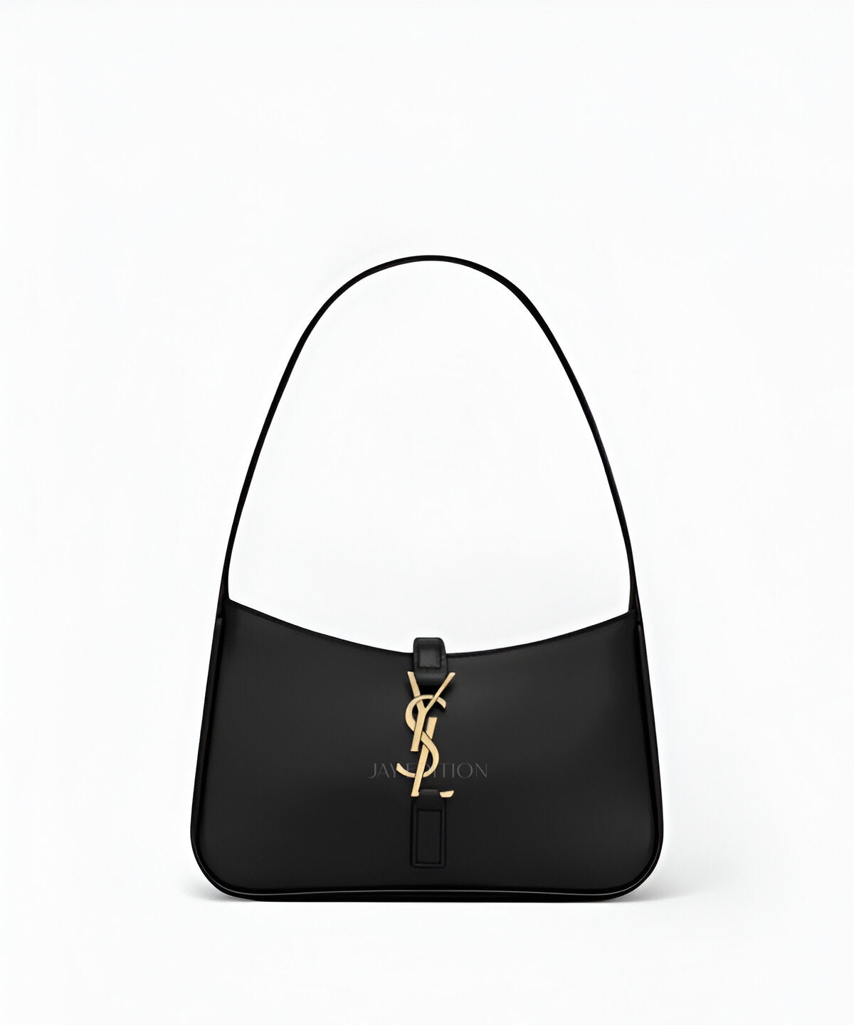 생로랑 LE 5À7 호보 숄더백 스무스 레더 미니 블랙 스무스 카프스킨 미니멀한 곡선형 실루엣 YSL 로고 플랩 클로저 컴팩트 숄더백