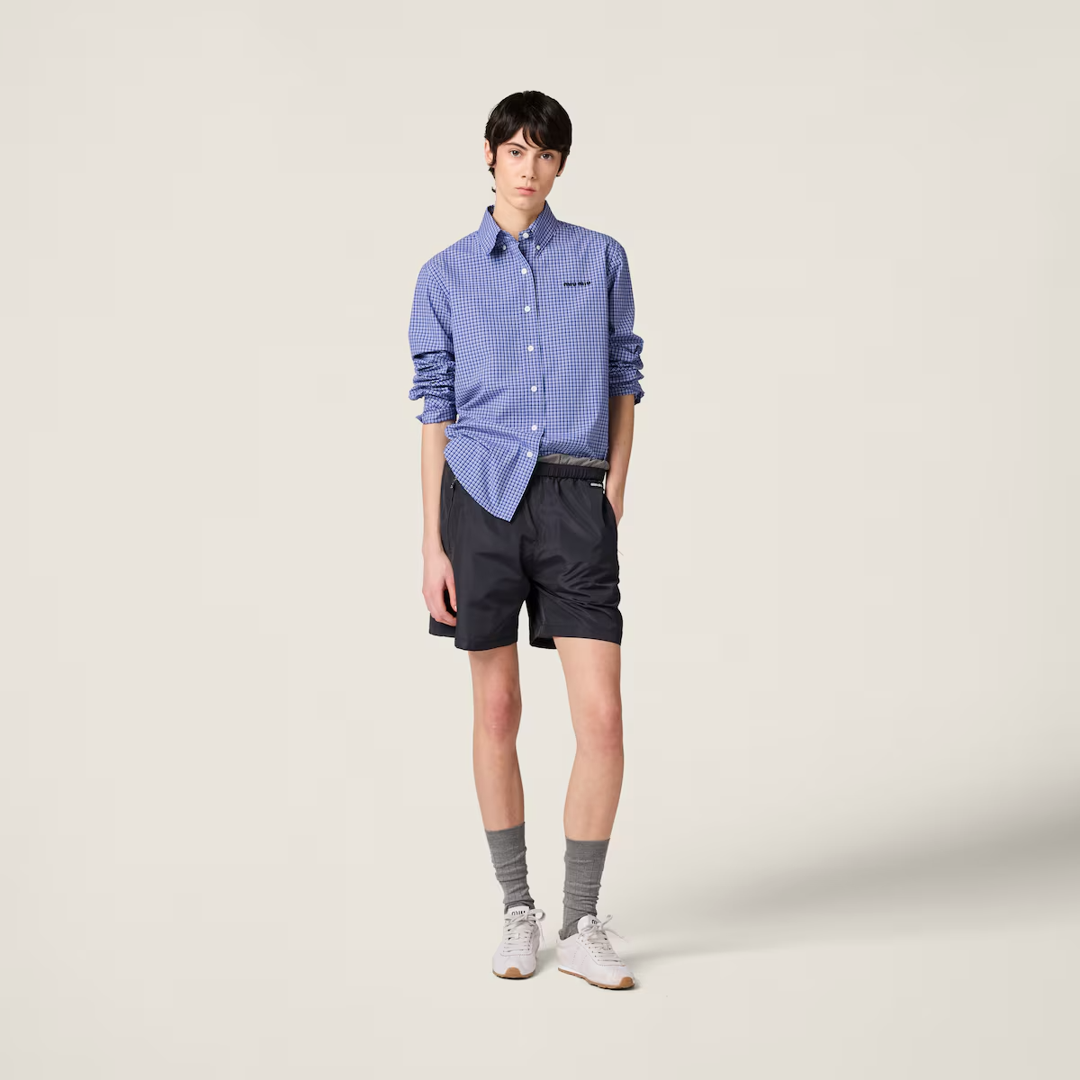 미우미우 체크 팝린 셔츠