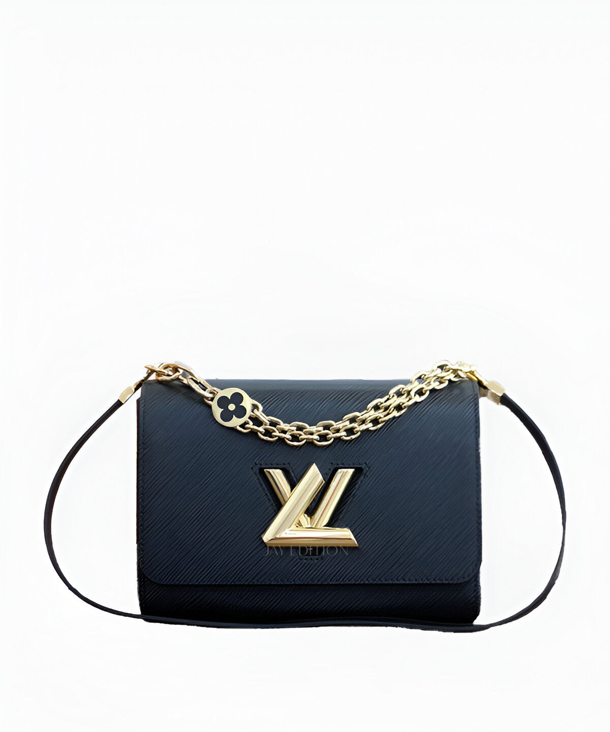 루이비통 트위스트 숄더백 MM, 에피 가죽 소재와 시그니처 LV 트위스트 락 클로저, 구조적인 사각형 실루엣과 메탈 체인 스트랩, 내부 포켓 구성으로 숄더·크로스백 연출이 가능하며, 세련된 디자인과 실용성을 갖춘 미디엄 사이즈 럭셔리 백