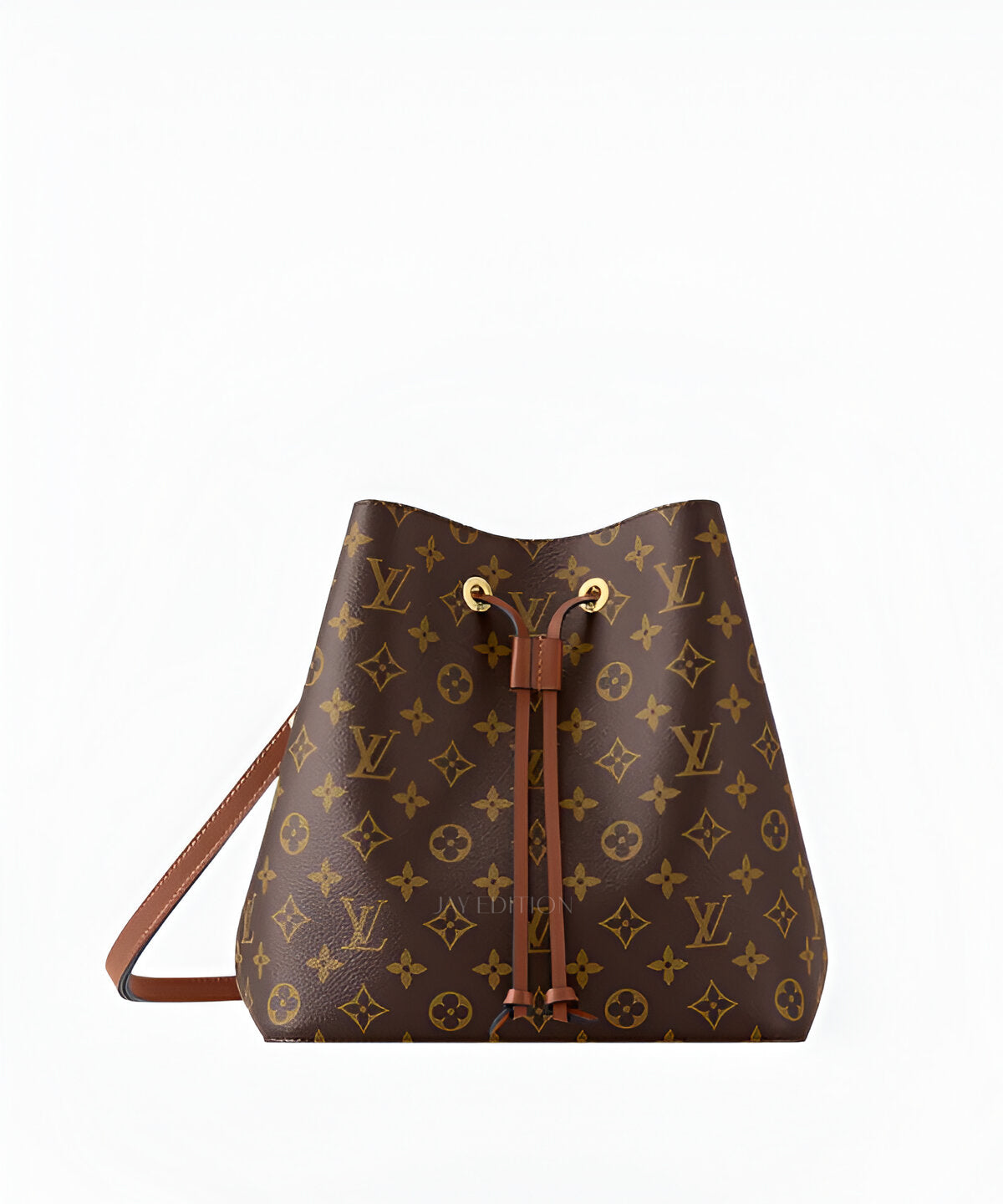 루이비통 네오노에 MM 모노그램 앙프렝뜨 가죽 바디와 드로스트링 디테일이 조화를 이루는 중간 사이즈의 우아한 버킷백