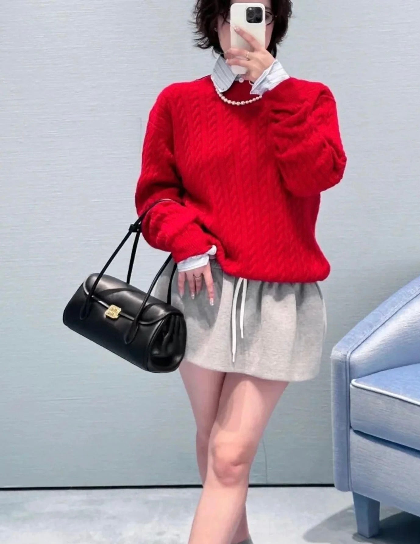 미우미우 레더 숄더백