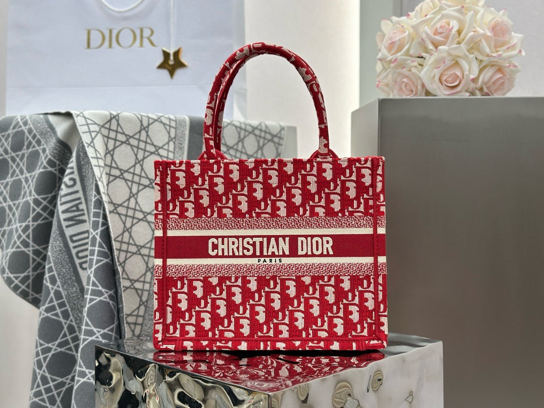 디올 오블리크 자수 북 토트백 스몰