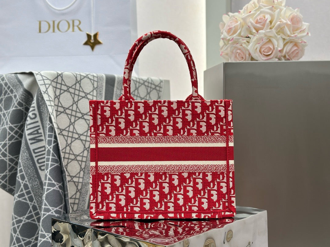 디올 오블리크 자수 북 토트백 스몰