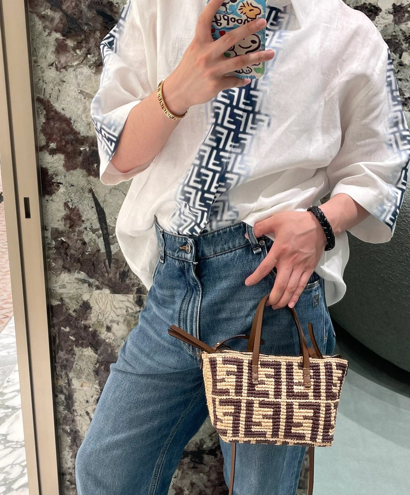 펜디 롤 FF 라피아 미니