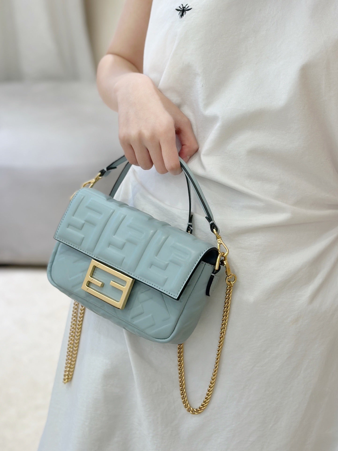 펜디 바게트 백 나파 미니