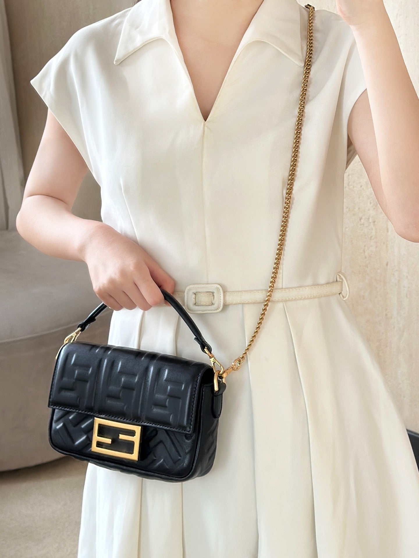 펜디 바게트 백 나파 미니