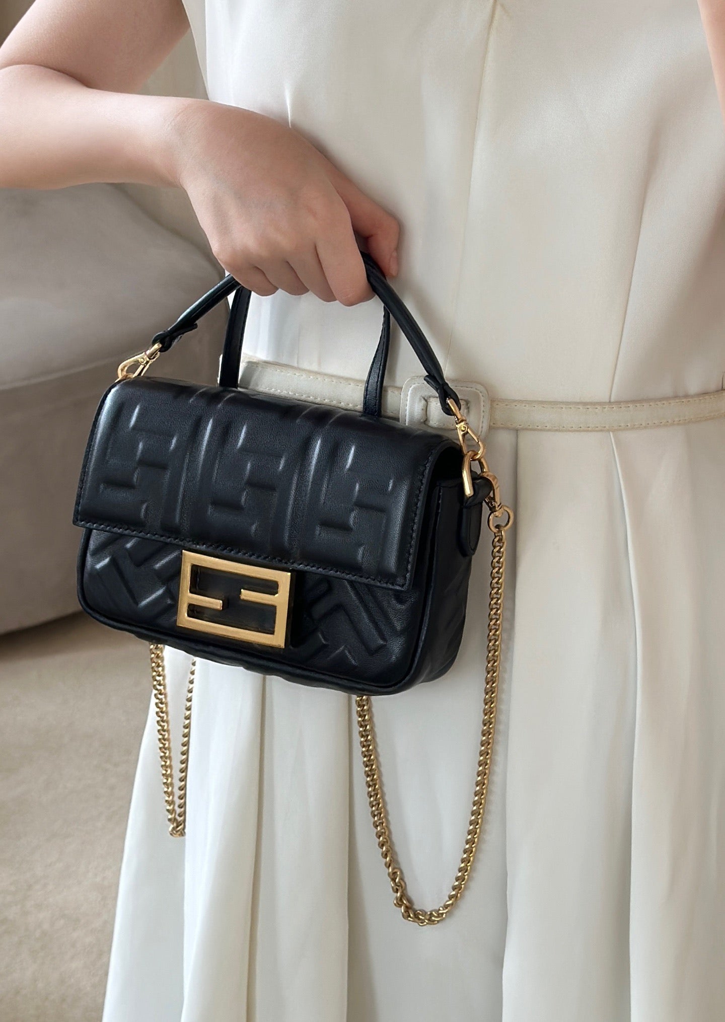 펜디 바게트 백 나파 미니