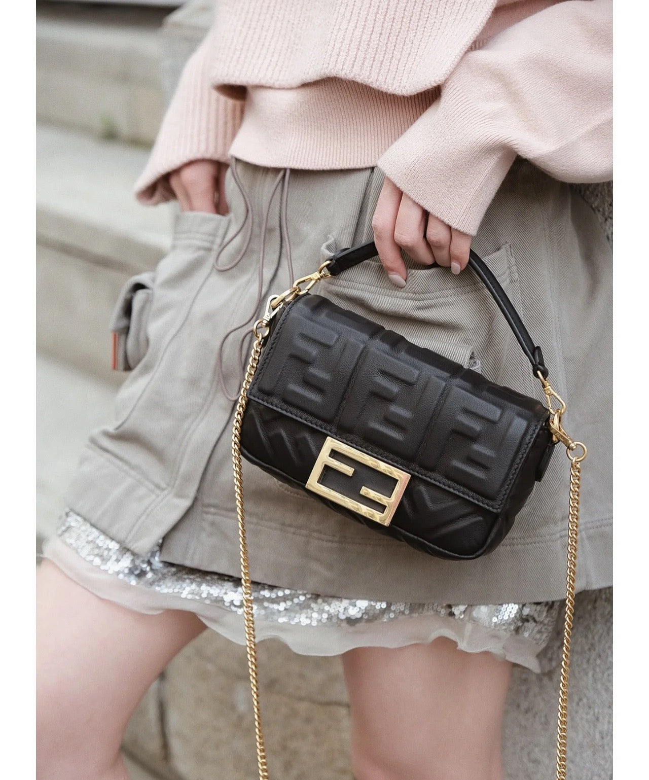 펜디 바게트 백 나파 미니