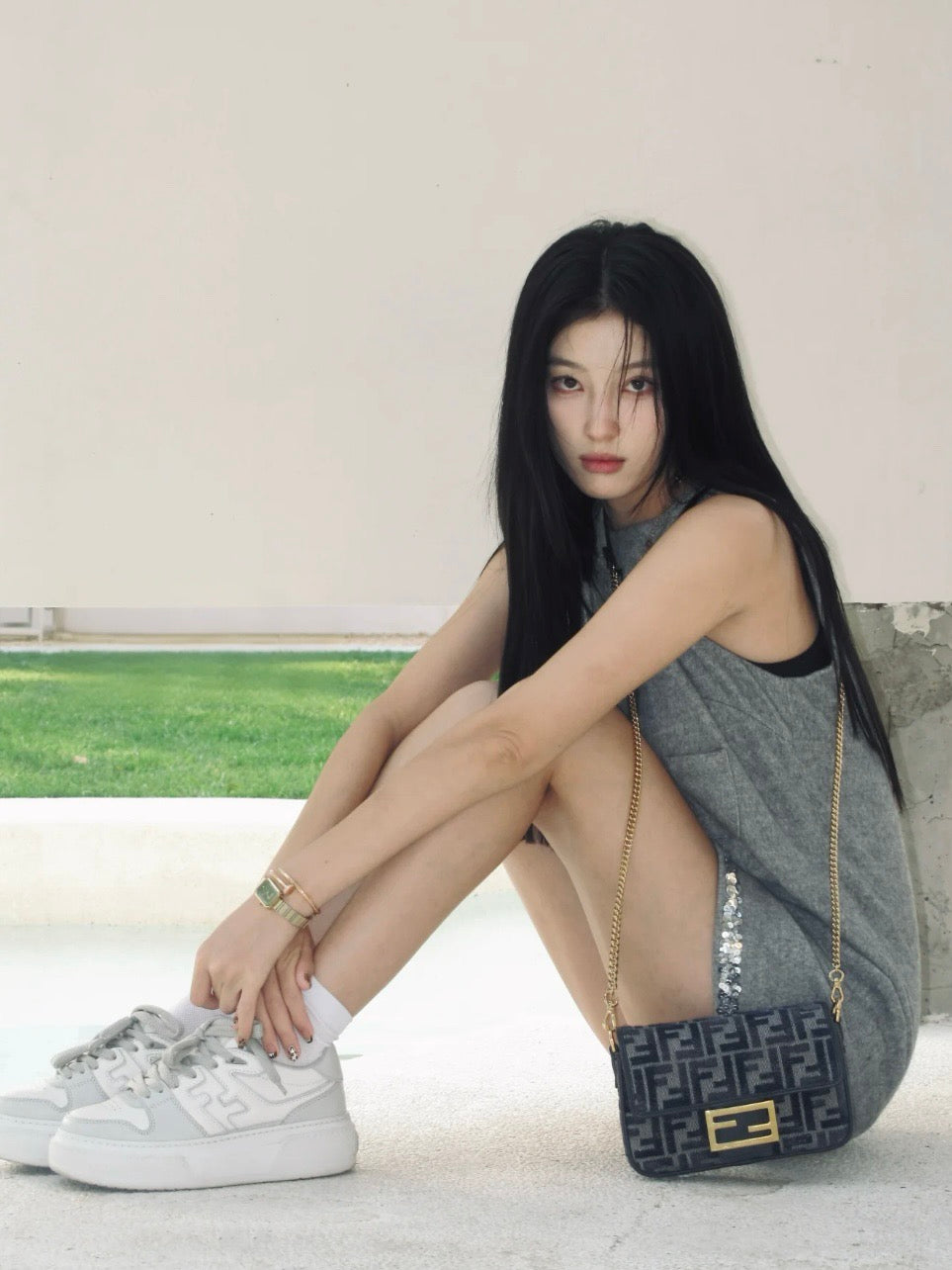 펜디 바게트 백 FF 셔닐 미니