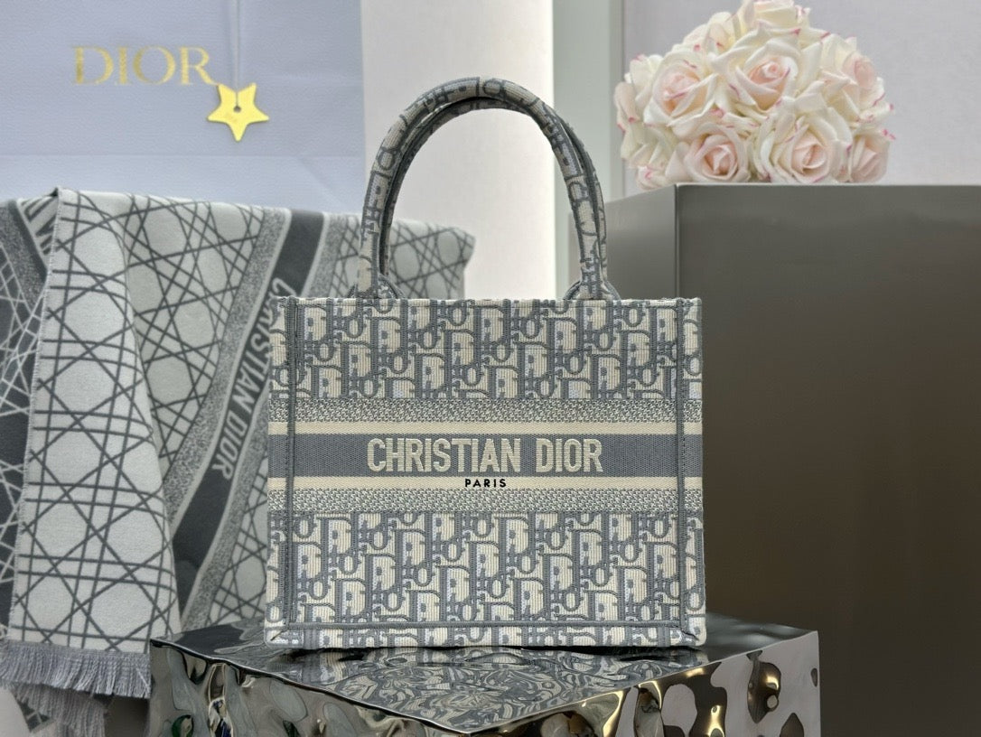 디올 오블리크 자수 북 토트백 스몰