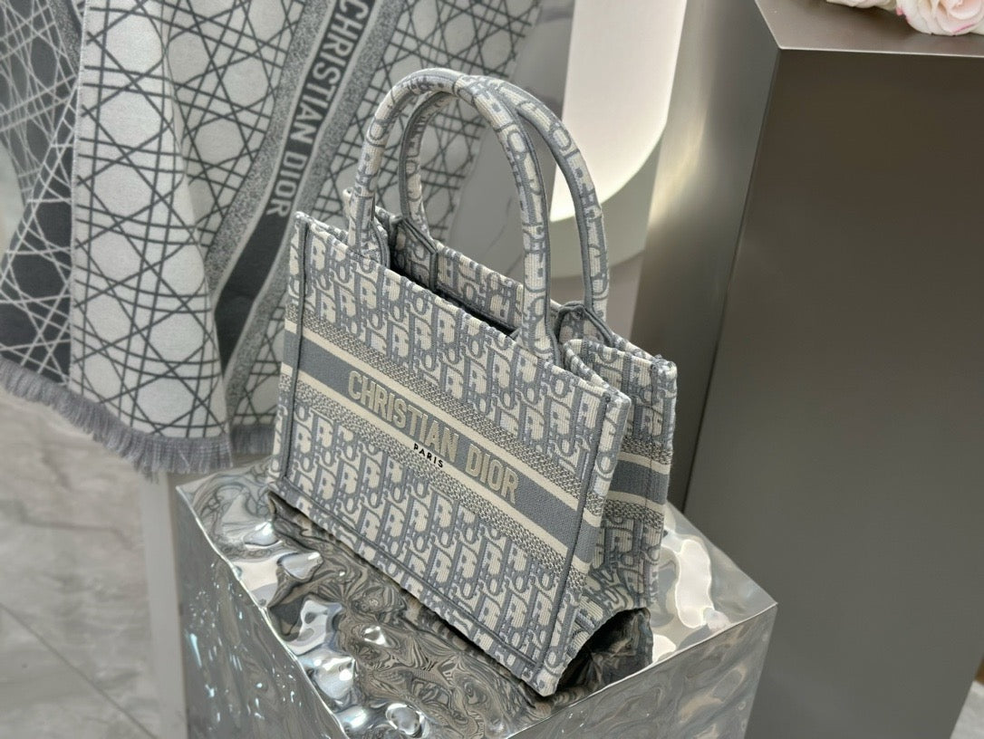 디올 오블리크 자수 북 토트백 스몰