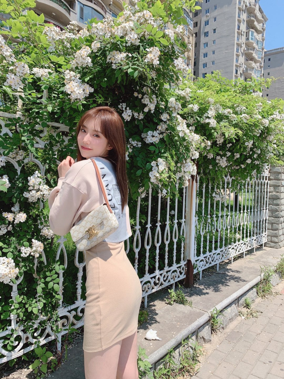셀린느 트리옹프 숄더백 캔버스 미니
