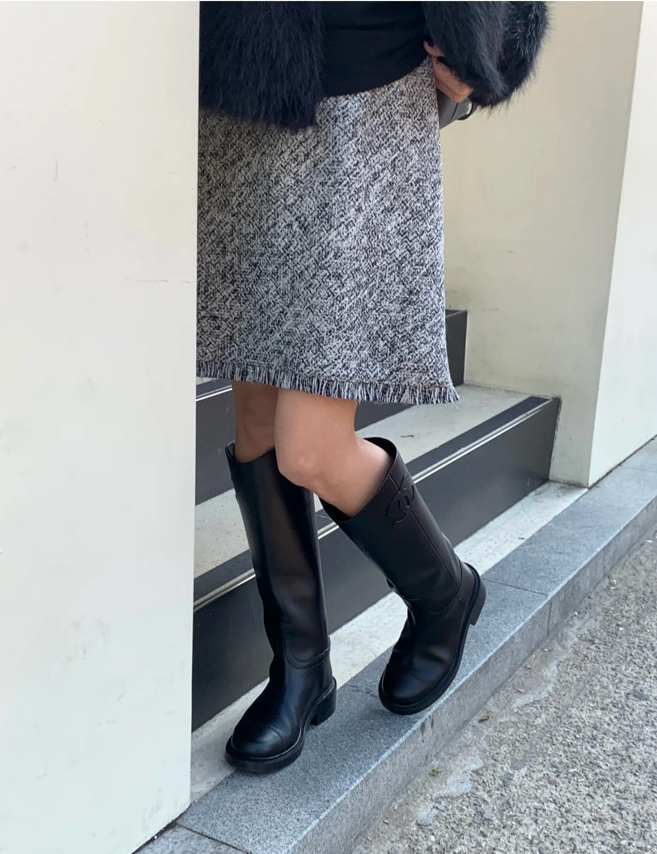 샤넬 레더 하이 부츠