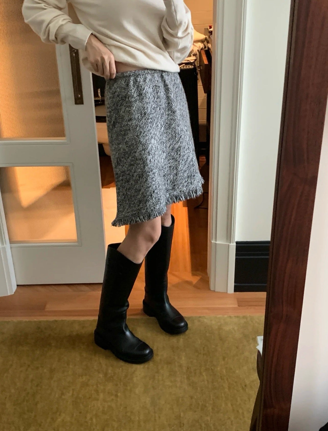 샤넬 레더 하이 부츠