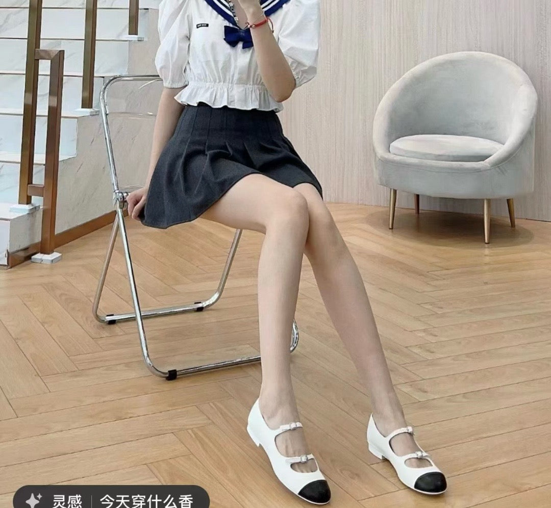 샤넬 더블 스트랩 메리제인 플랫