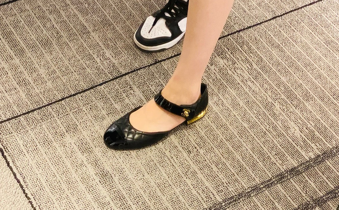 샤넬 턴락 퀄팅 메리제인 플랫