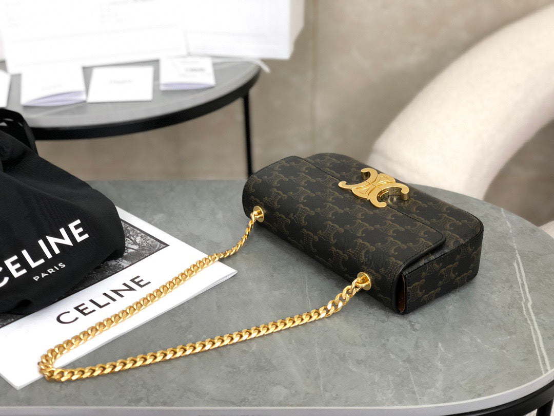 셀린느 트리옹프 체인 숄더백 캔버스