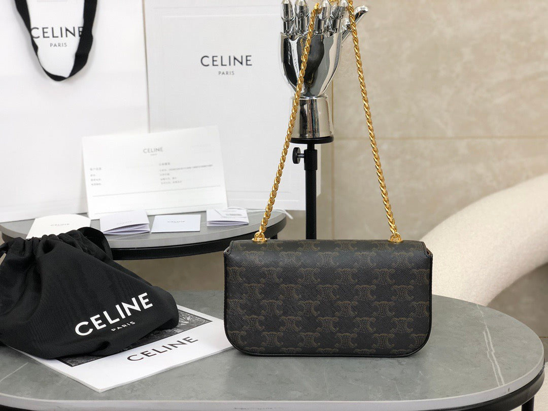 셀린느 트리옹프 체인 숄더백 캔버스