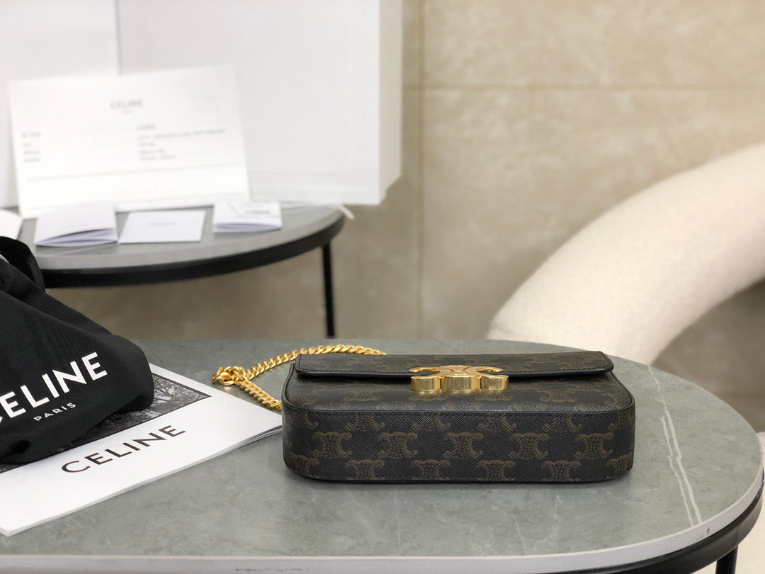 셀린느 트리옹프 체인 숄더백 캔버스