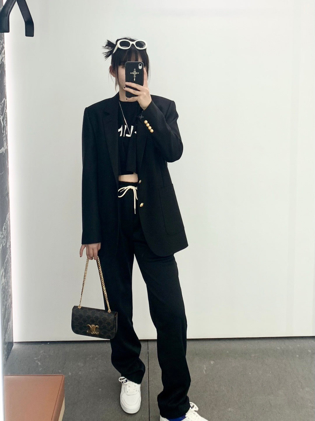 셀린느 트리옹프 체인 숄더백 캔버스