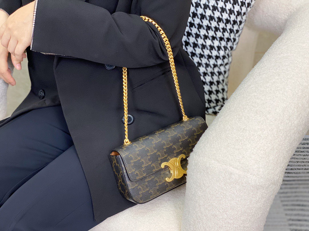 셀린느 트리옹프 체인 숄더백 캔버스