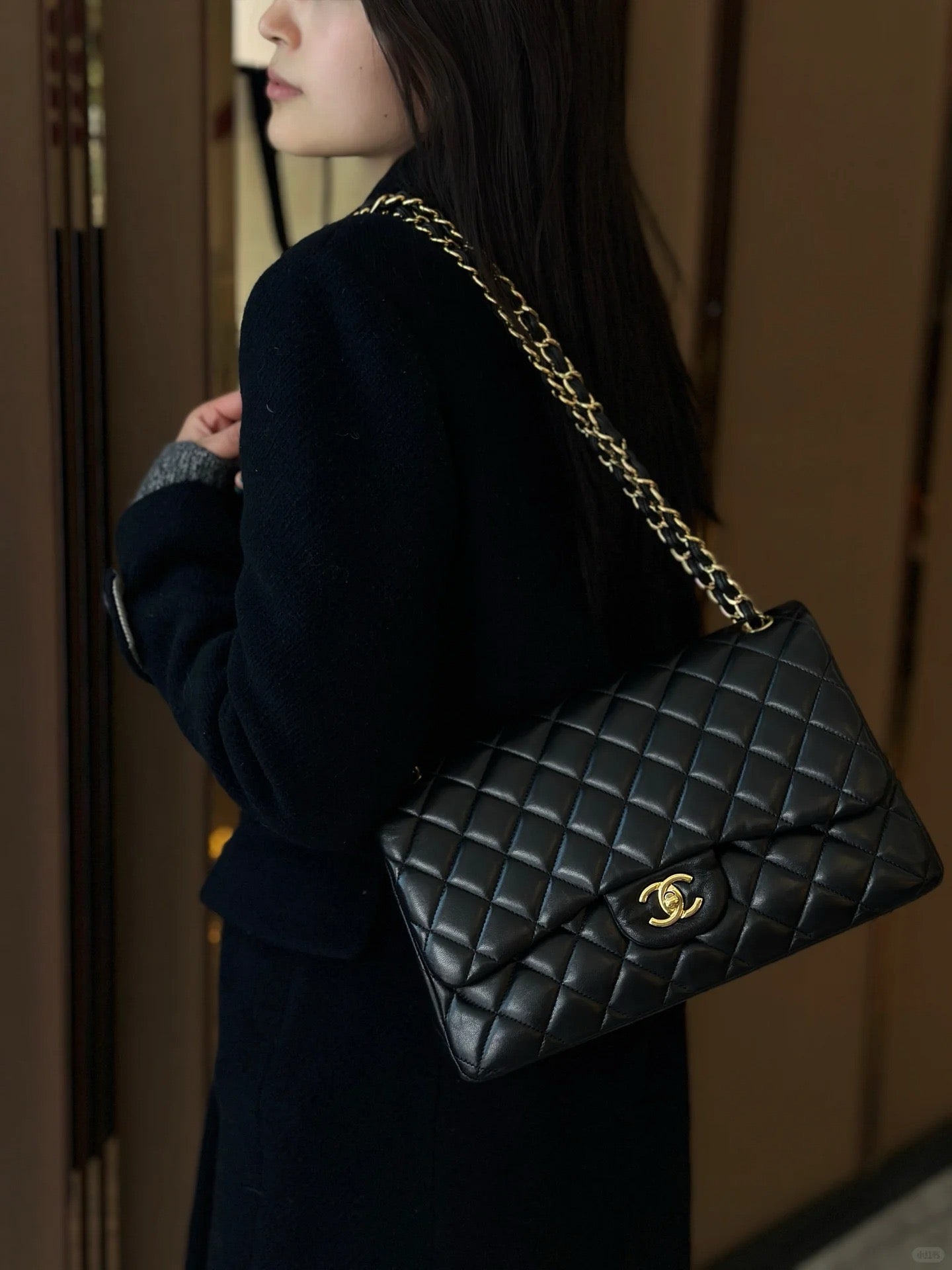 샤넬 클래식 플랩백 램스킨 라지