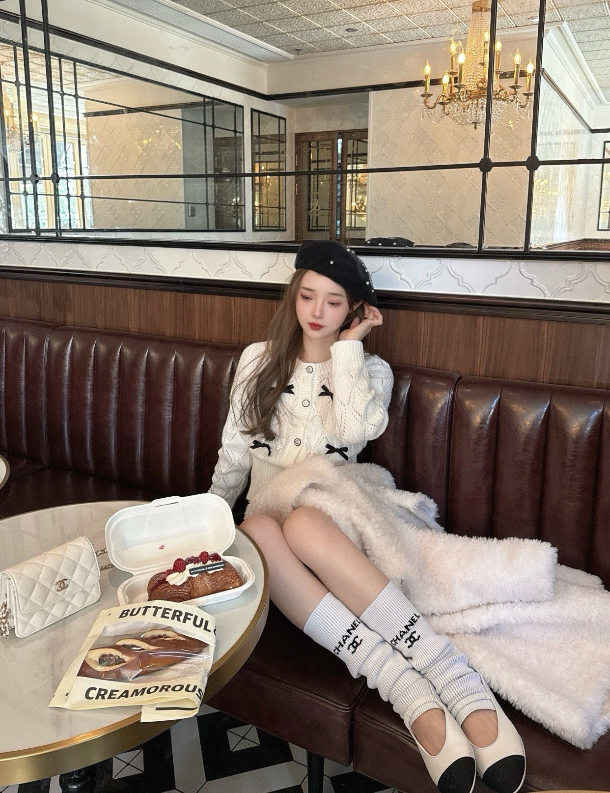 샤넬 레그워머 세트 메리제인 플랫