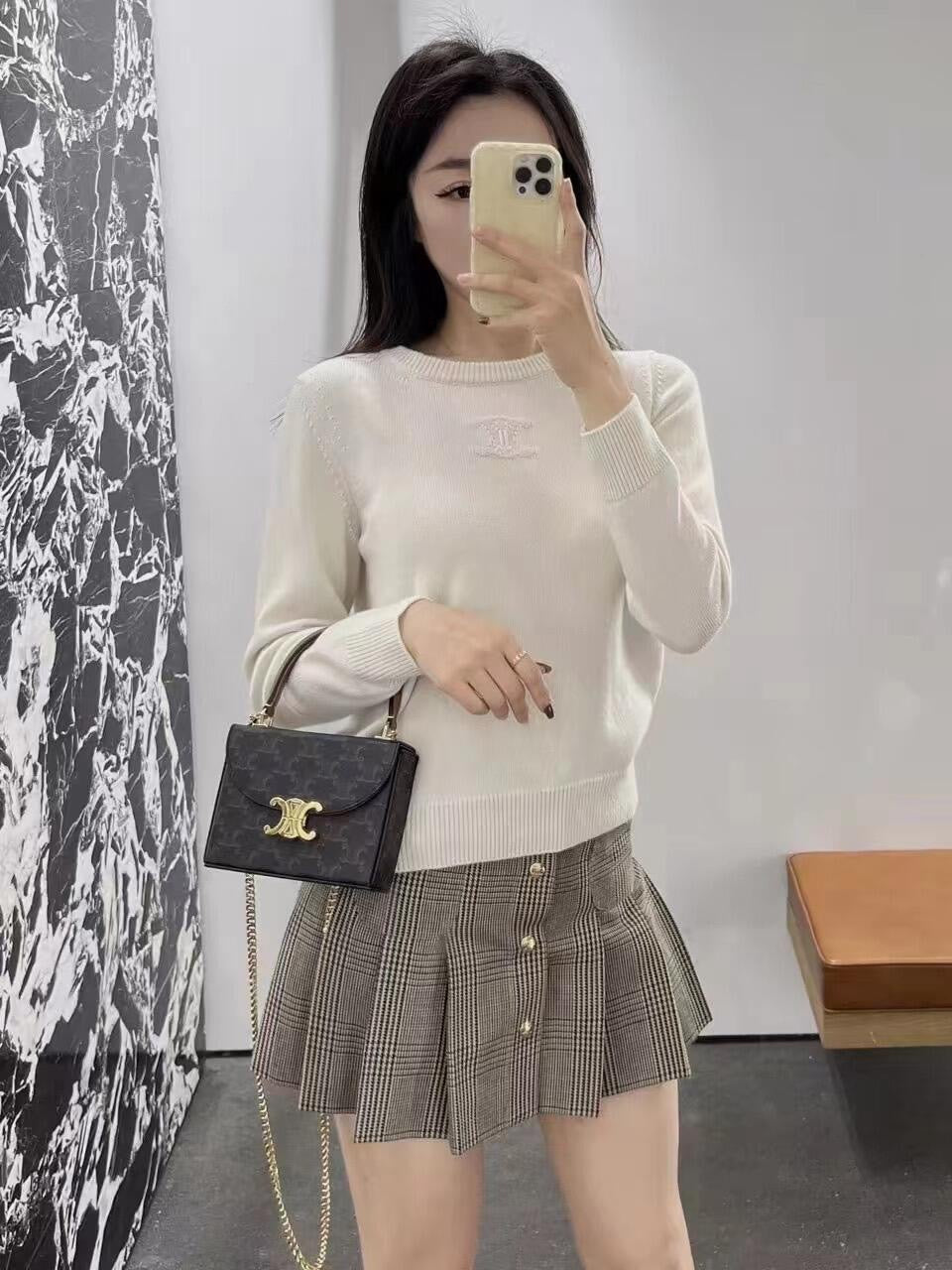 셀린느 트리옹프 블랑딘 박스백 캔버스 스몰