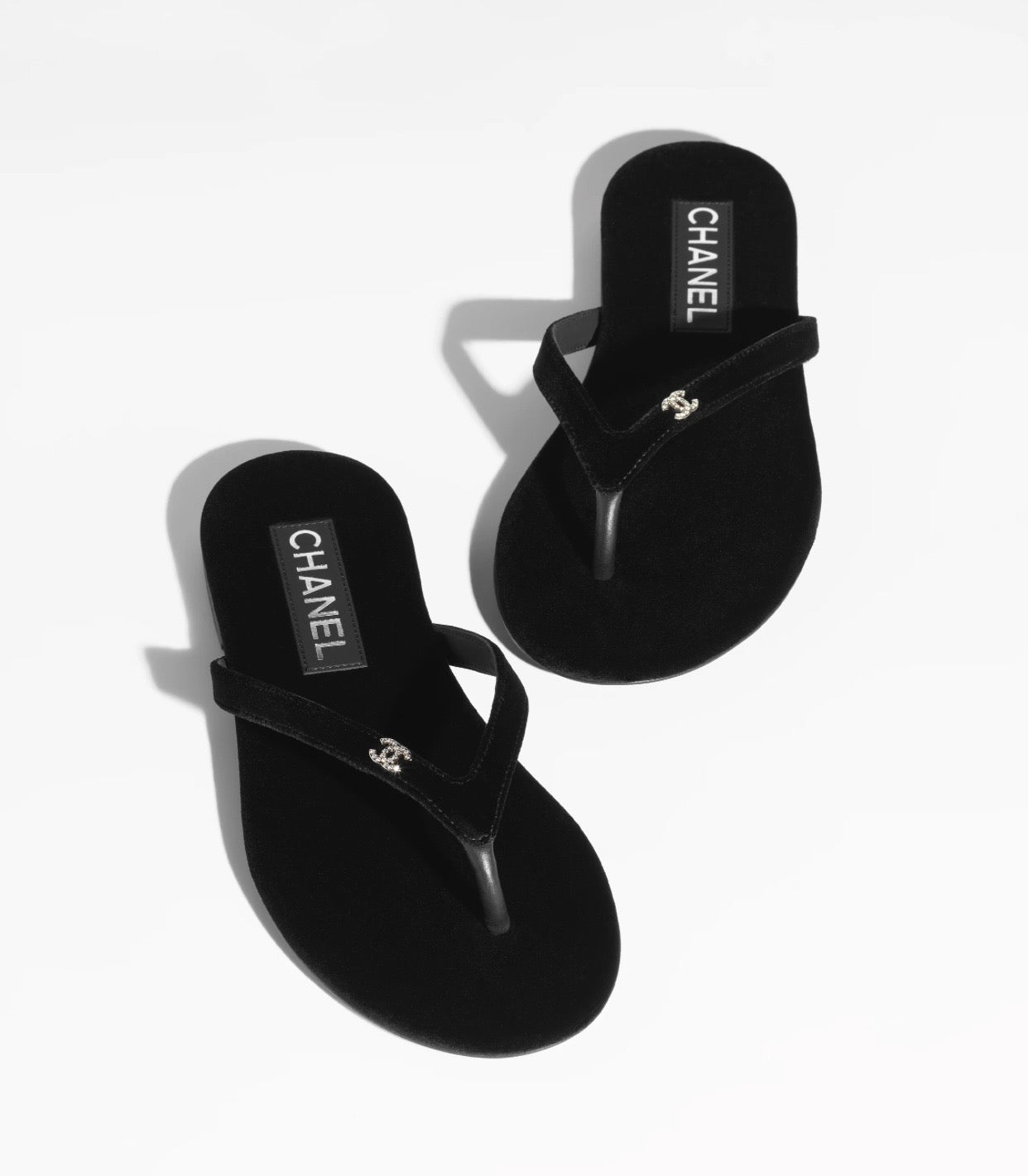 샤넬 CC 로고 벨벳 플립플랍