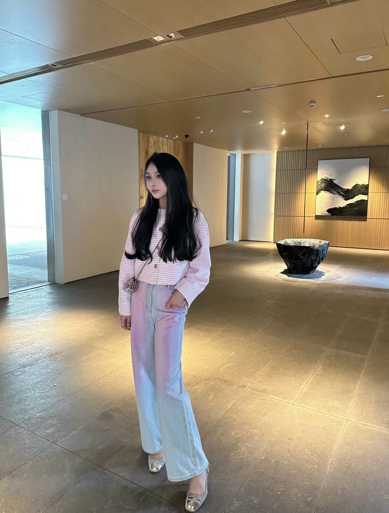 샤넬 24C CC로고 투톤 스웨이드 슬링백