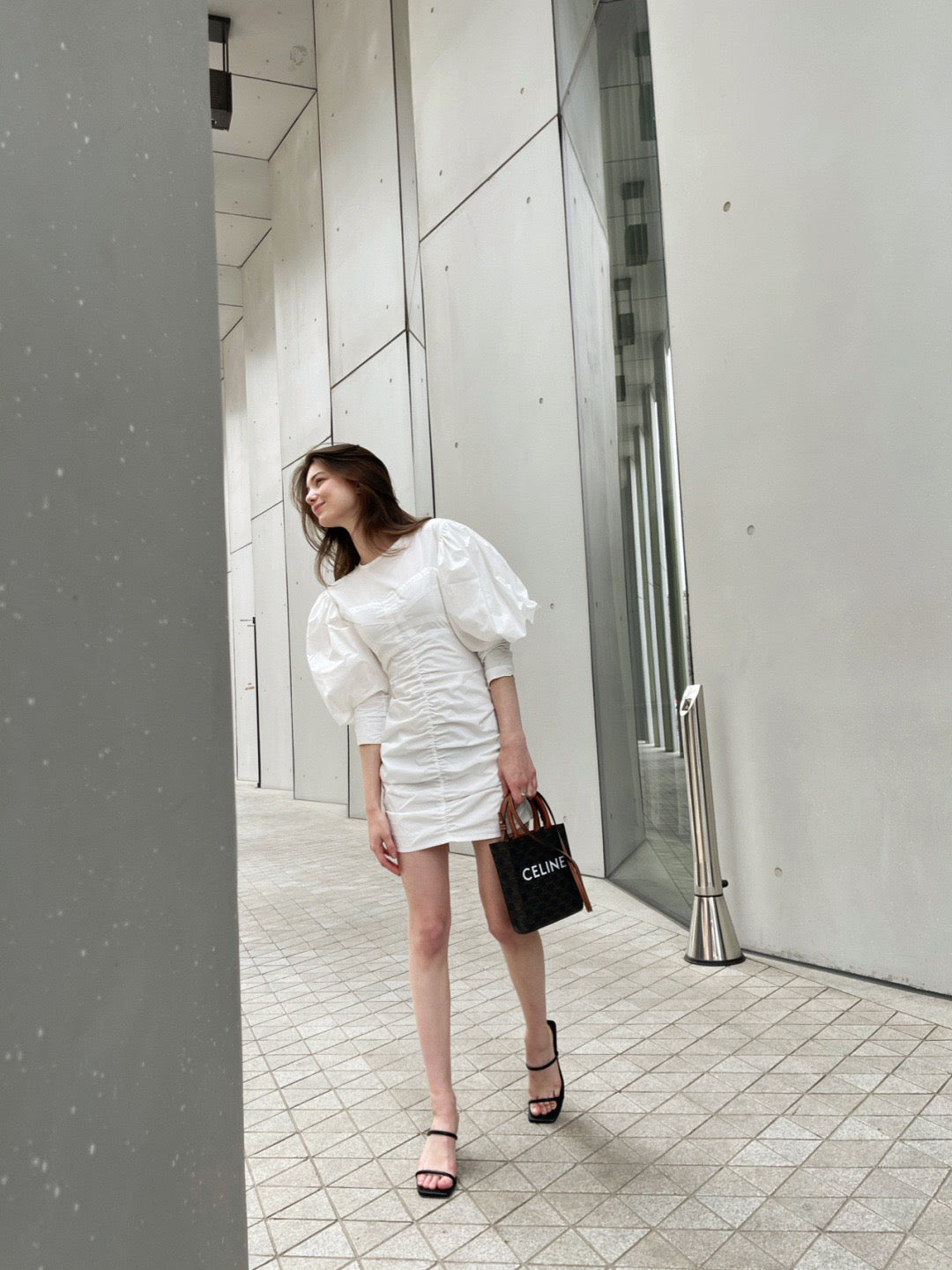 셀린느 미니 버티컬 카바스백 캔버스