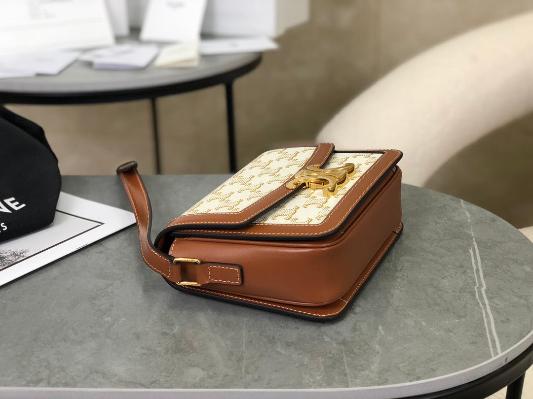 셀린느 트리옹프 숄더백 캔버스 틴