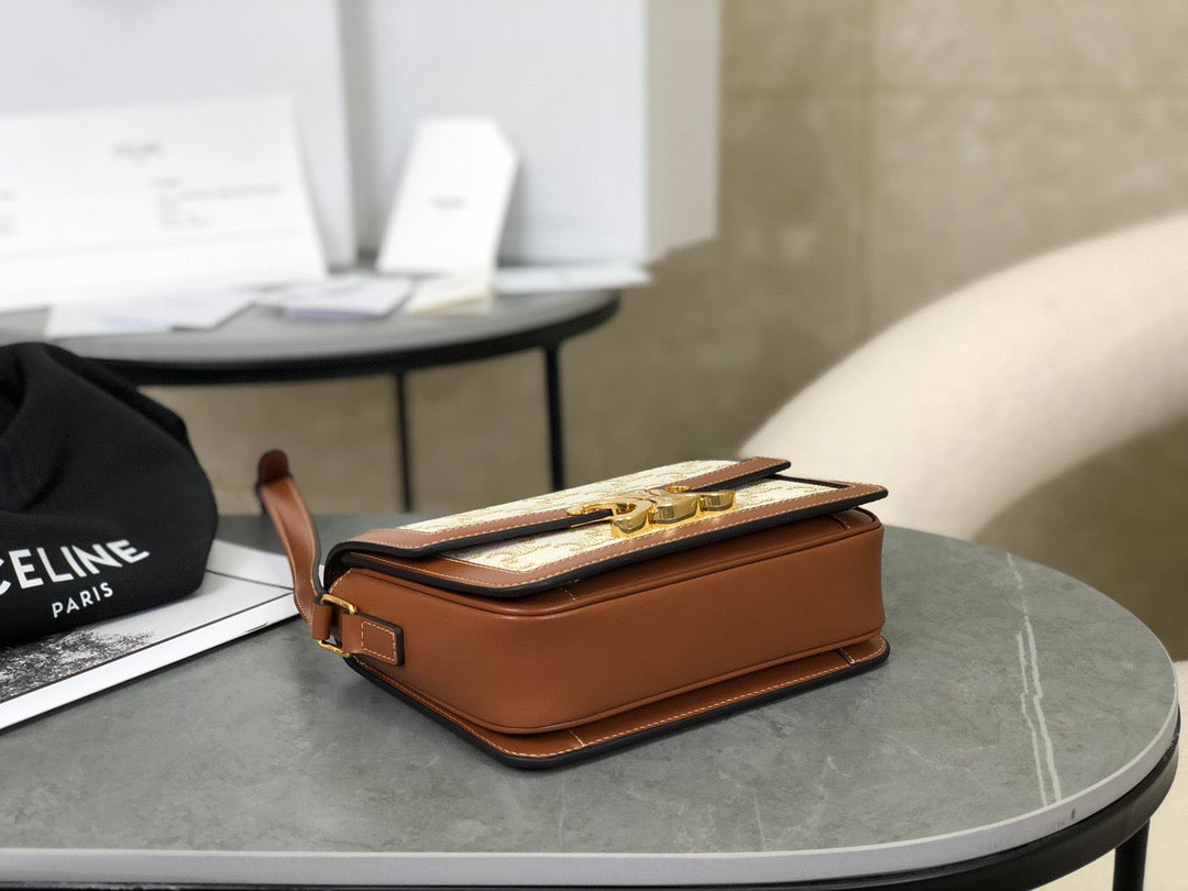 셀린느 트리옹프 숄더백 캔버스 틴