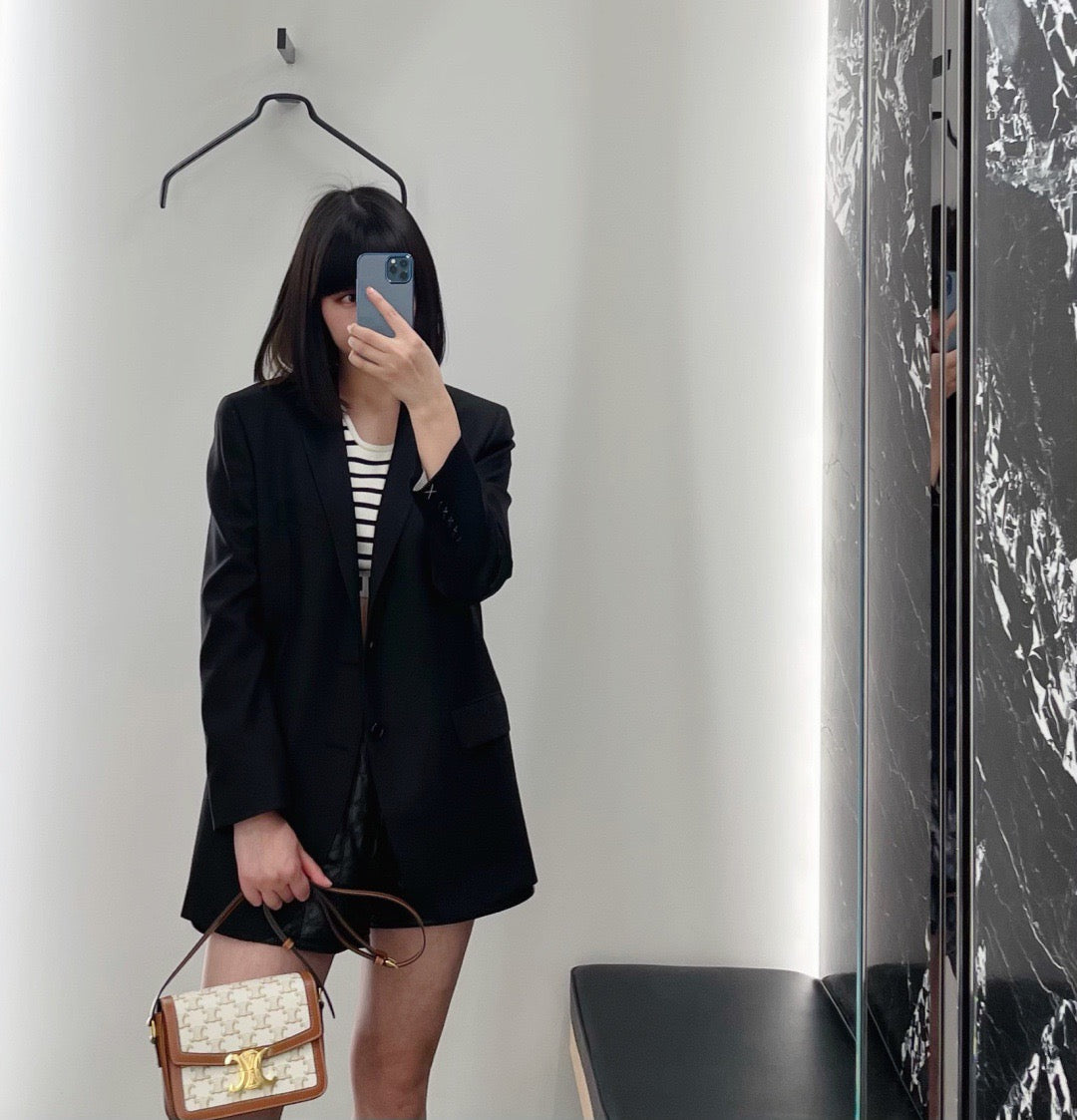 셀린느 트리옹프 숄더백 캔버스 틴