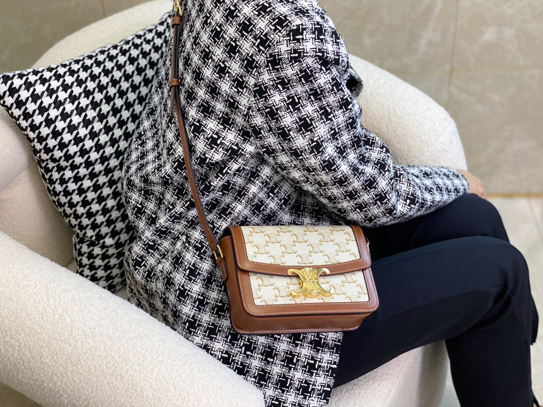 셀린느 트리옹프 숄더백 캔버스 틴