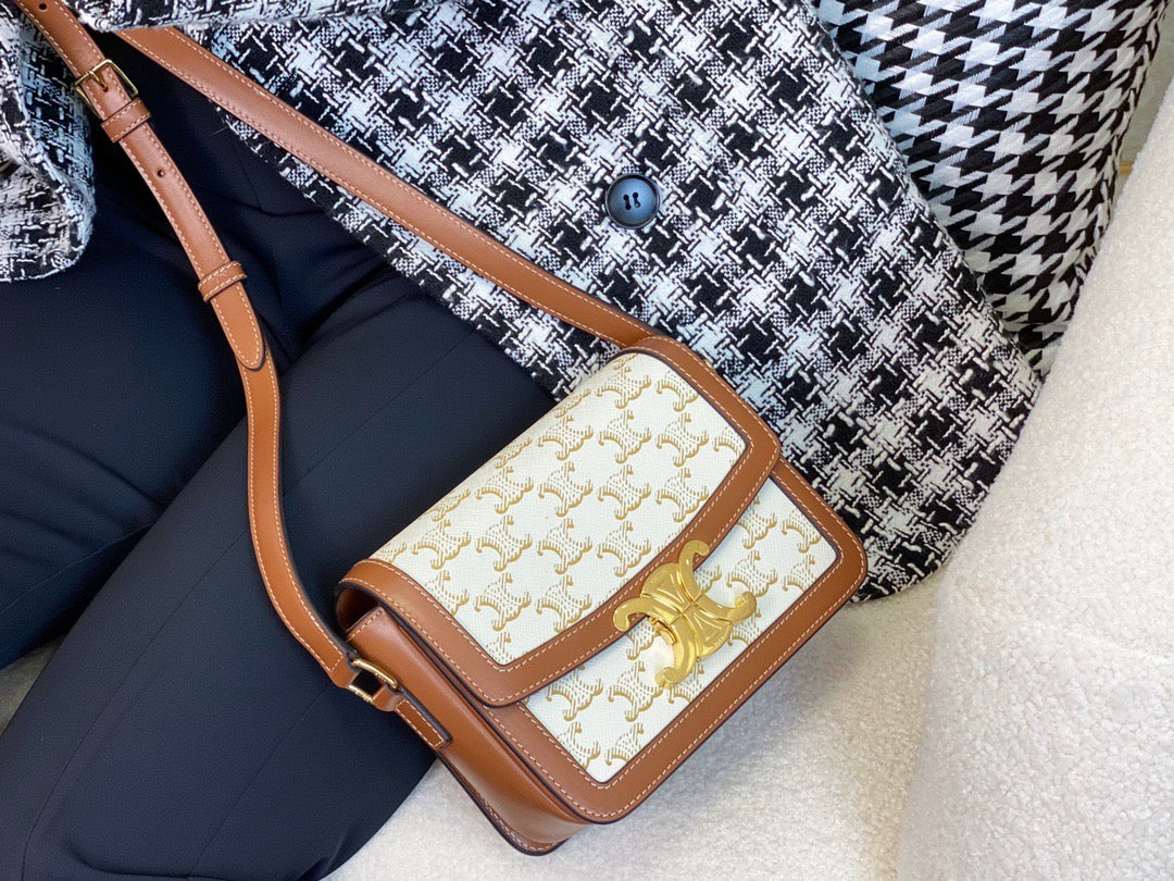 셀린느 트리옹프 숄더백 캔버스 틴