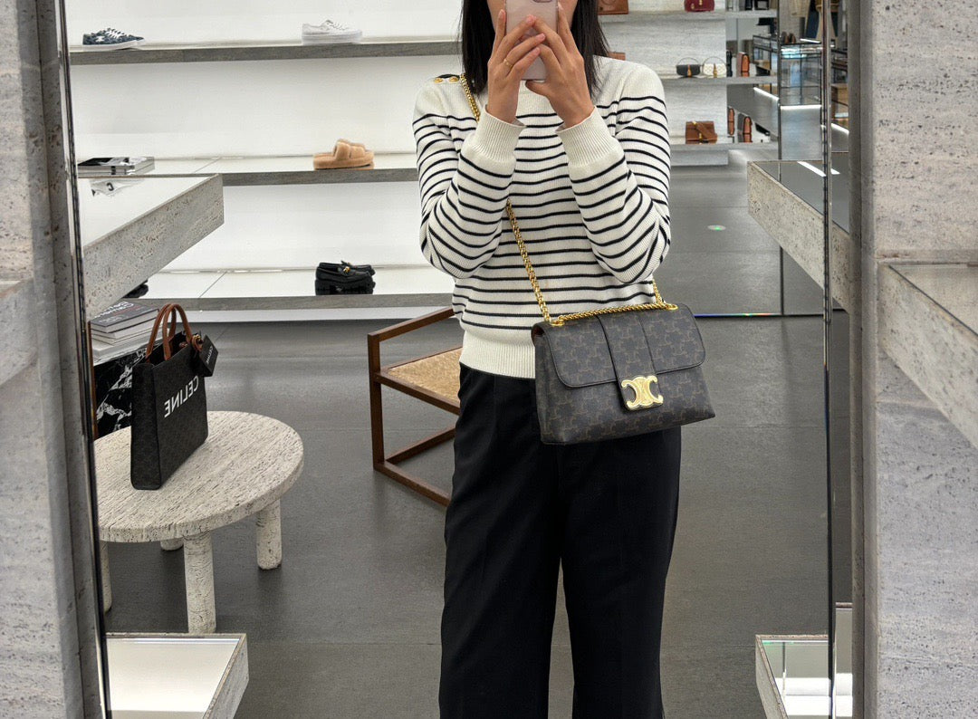 셀린느 미디움 빅투아르 체인백 캔버스