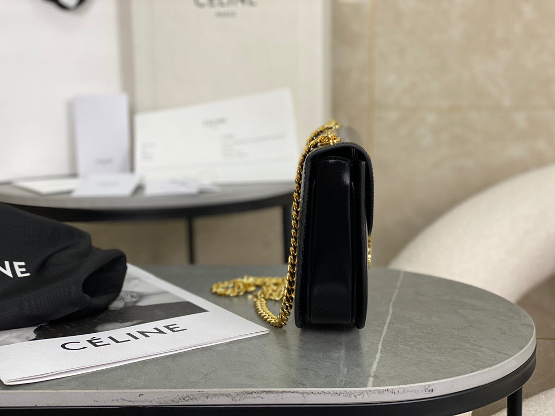 셀린느 트리옹프 틴 베사체 레더 체인백