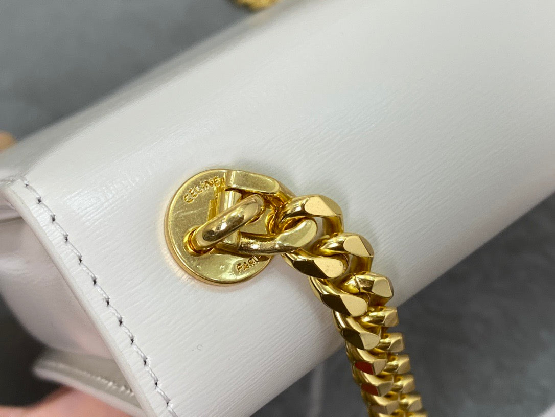 셀린느 트리옹프 틴 베사체 레더 체인백